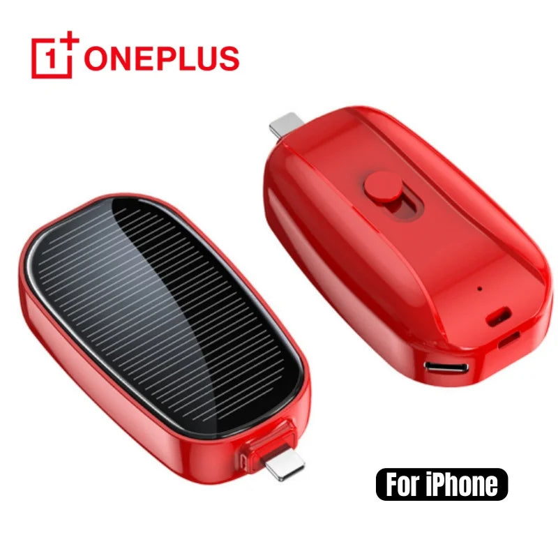 Solar Mini Power Bank Key Ring Portable Charger for Outdoor Camping External Battery Emergent Phone Power Bank 1200Mah