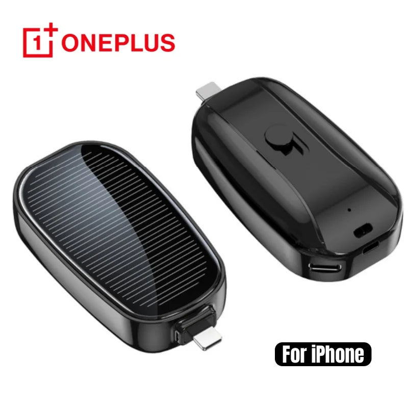 Solar Mini Power Bank Key Ring Portable Charger for Outdoor Camping External Battery Emergent Phone Power Bank 1200Mah